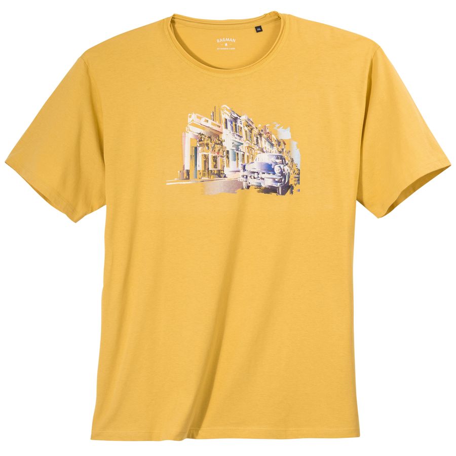 Ragman Print T-Shirt XXL ockergelb Vintageprint