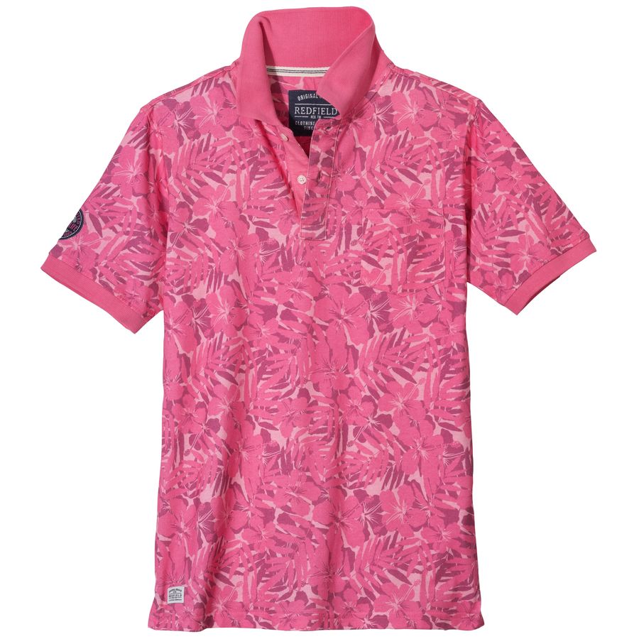 Redfield Übergrößen Poloshirt Floralmuster pink