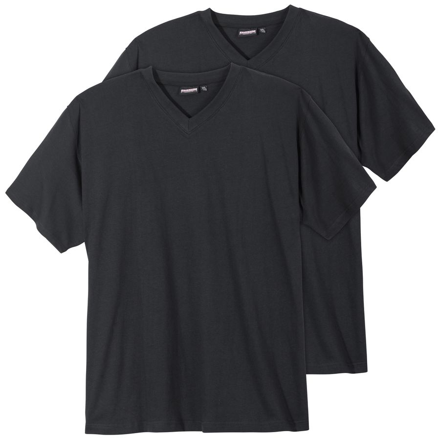 2er-Pack V-Ausschnitt T-Shirt schwarz XXL Adamo