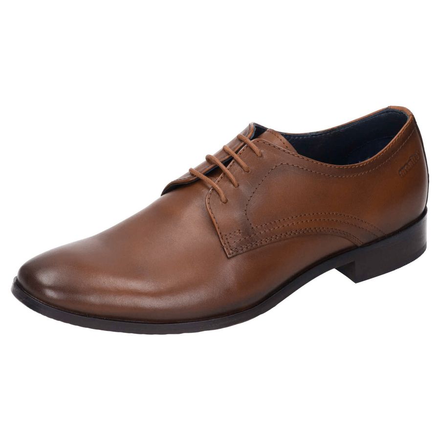 Manitu eleganter Leder-Schnürschuh cognacbraun