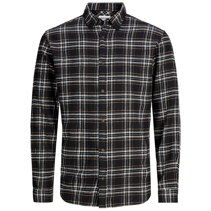 Jack&Jones XXL Flanellhemd JJPLAIN Karo schwarz-weiß