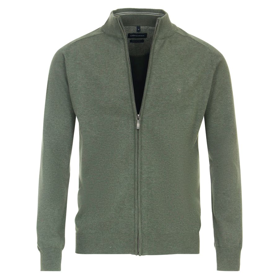 CasaModa XXL Strickjacke Stehkragen gelbgrün melange