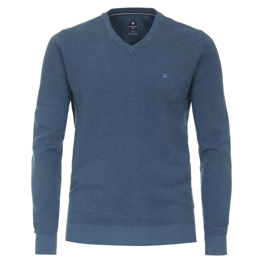 Redmond V-Neck Pullover XXL rauchblau Struktur
