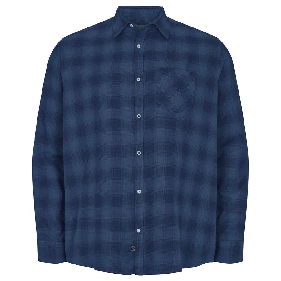 North 56Denim XXL Feinflanell-Langarmhemd blau Karo