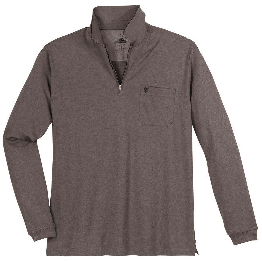 Hajo Zipper Langarm-Poloshirt XXL taupe melange
