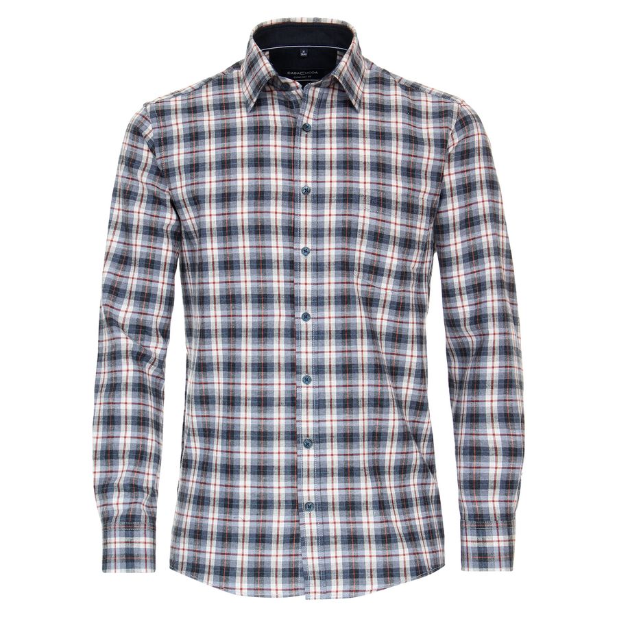CasaModa Langarmhemd XXL Melange-Karo blau-grau
