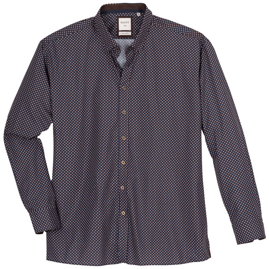 Haupt XXL Langarmhemd Allovermuster navy-camel