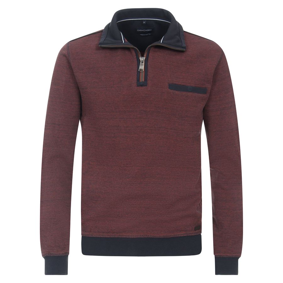 CasaModa XXL Troyer Bicolor-Struktur orange-navy