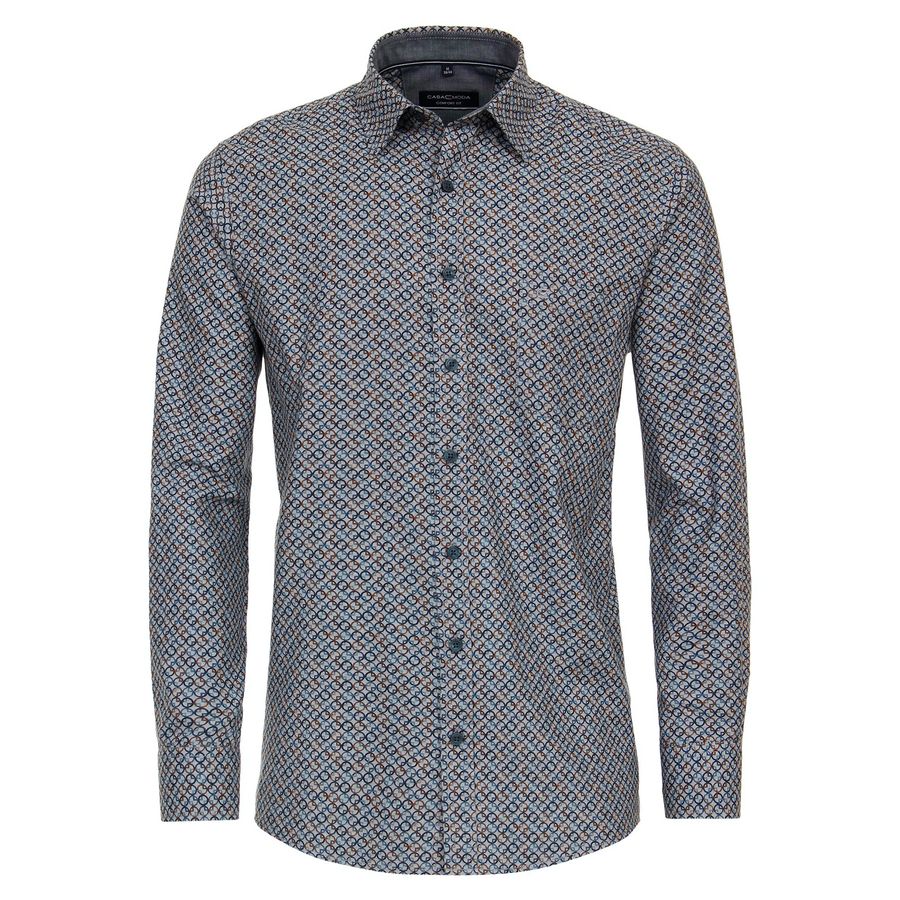 CasaModa Feinflanellhemd XXL rauchblau-braun Muster