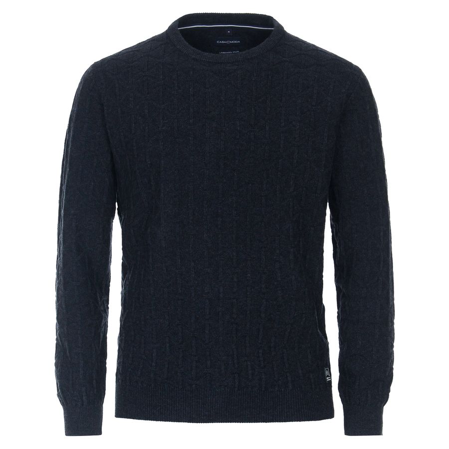 CasaModa XXL Lammwoll Pullover Strukturmuster navy