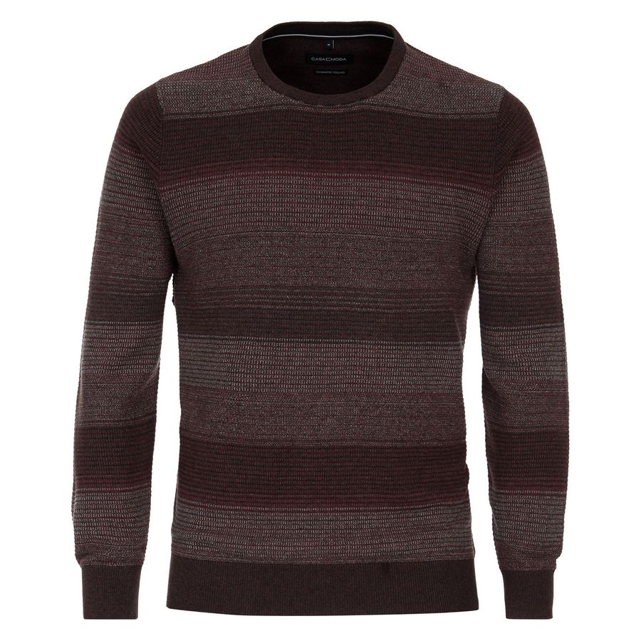 Übergrößen CasaModa Pullover Streifenoptik bordeaux