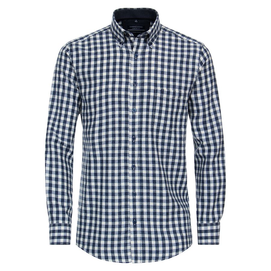 CasaModa Langarmhemd XXL Flanell Karo blau-weiß