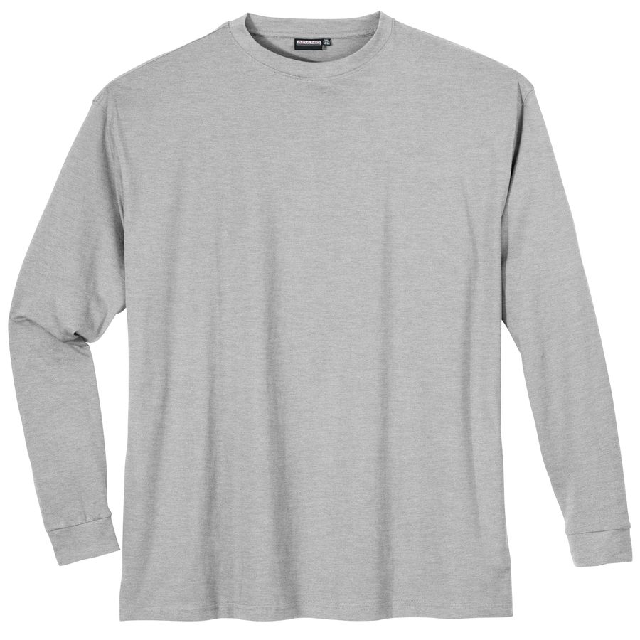Adamo Langarmshirt Basic Übergröße hellgrau melange