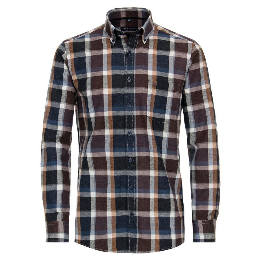 CasaModa Langarmhemd XXL Flanell Karo braun-blau
