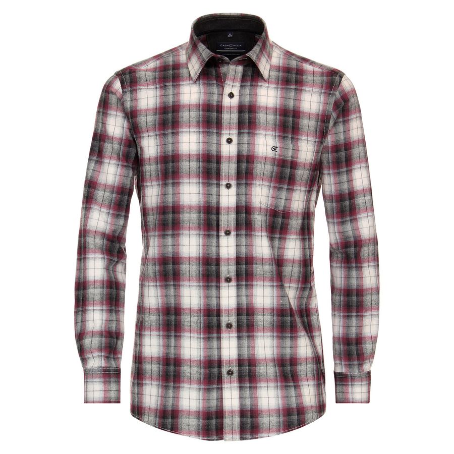 CasaModa XXL Langarmhemd Flanell Karo beere-grau