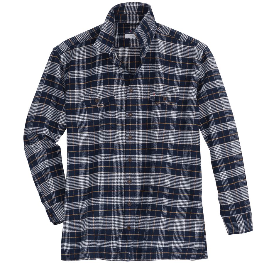 Jupiter XXL Hemdjacke Flanell Karo marine-weiß