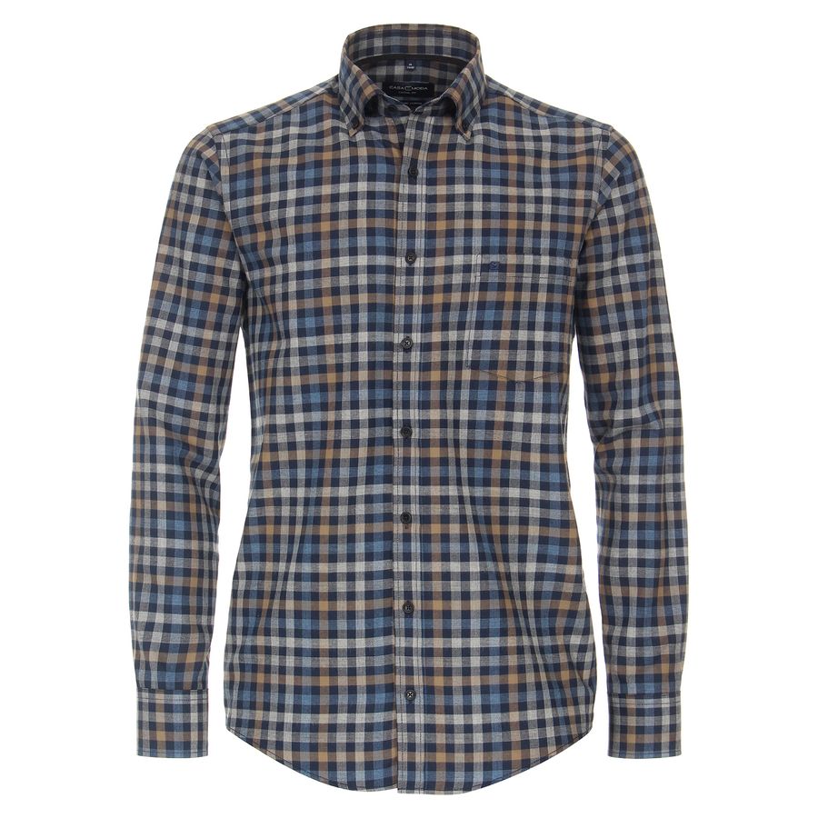 CasaModa Green XXL Hemd navy-hellbraun-grau Karo