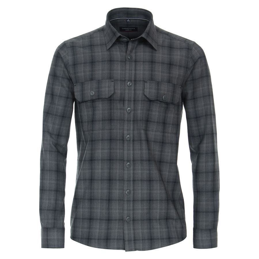 CasaModa XXL Flanellhemd grau-navy kariert