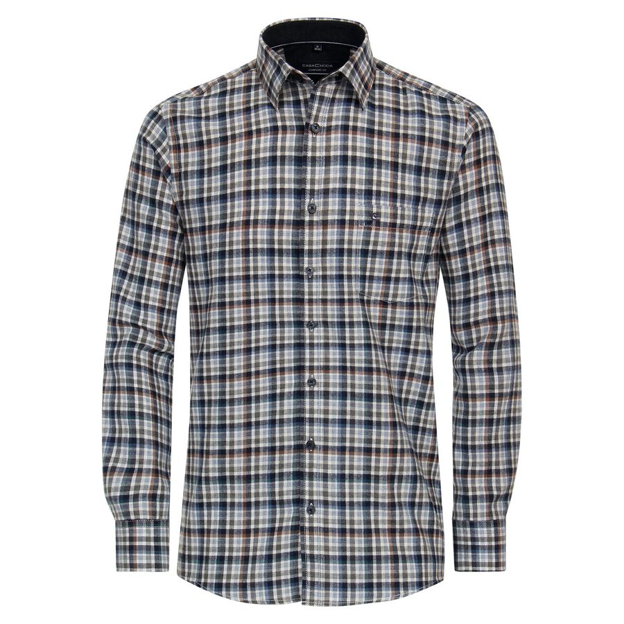 CasaModa XXL Feinflanellhemd Karo navy-braun-grau