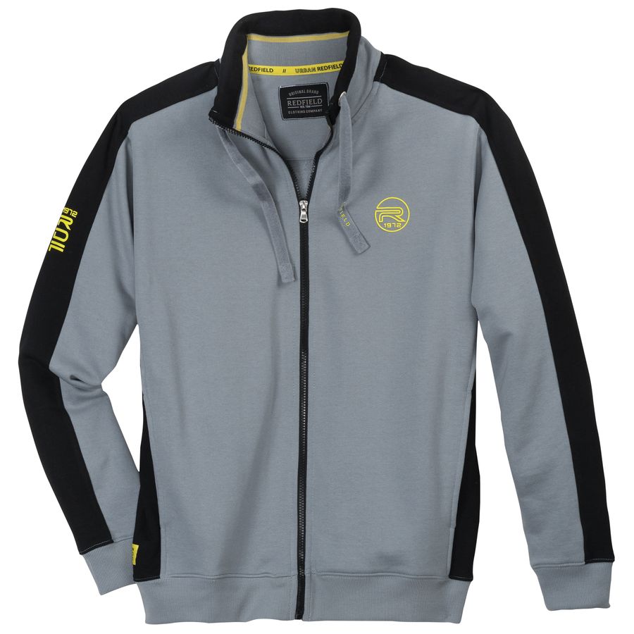Redfield XXL Stehkragen-Sweatjacke grau Brustprint