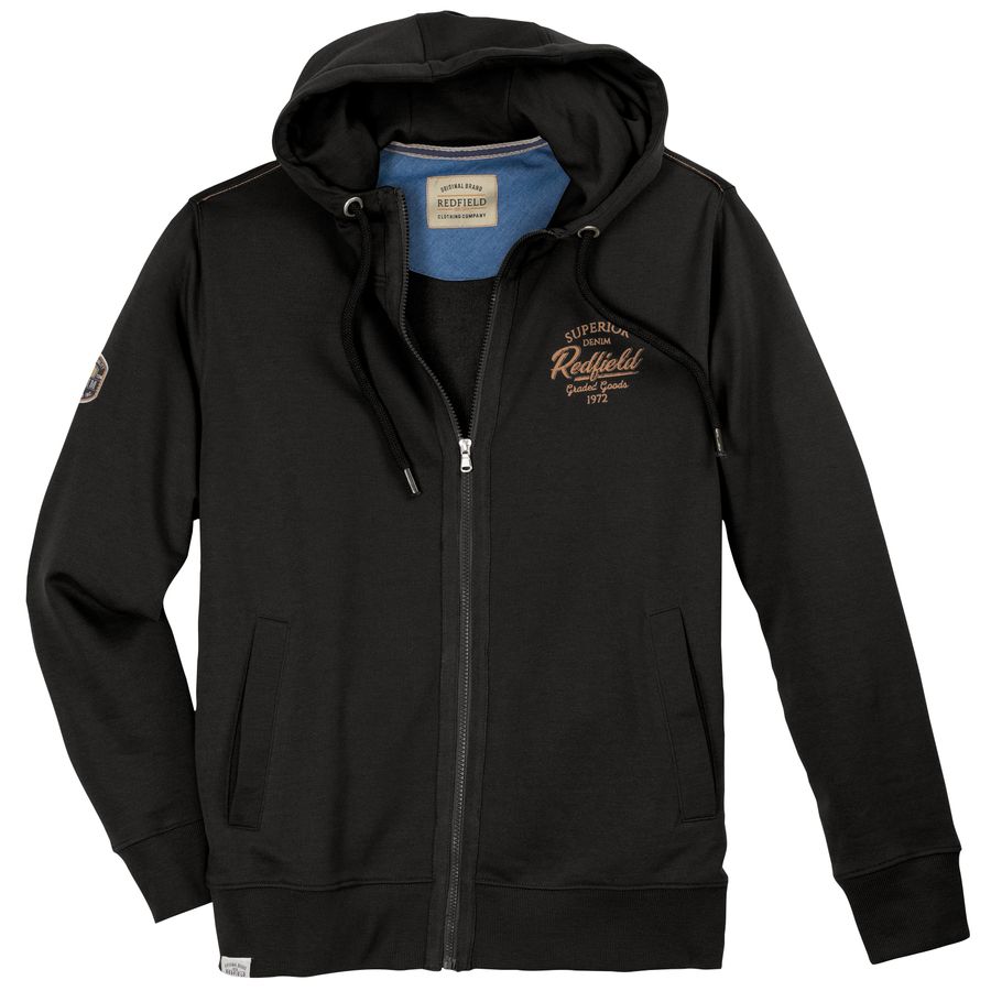 Redfield Kapuzen-Sweatjacke Brustprint XXL schwarz