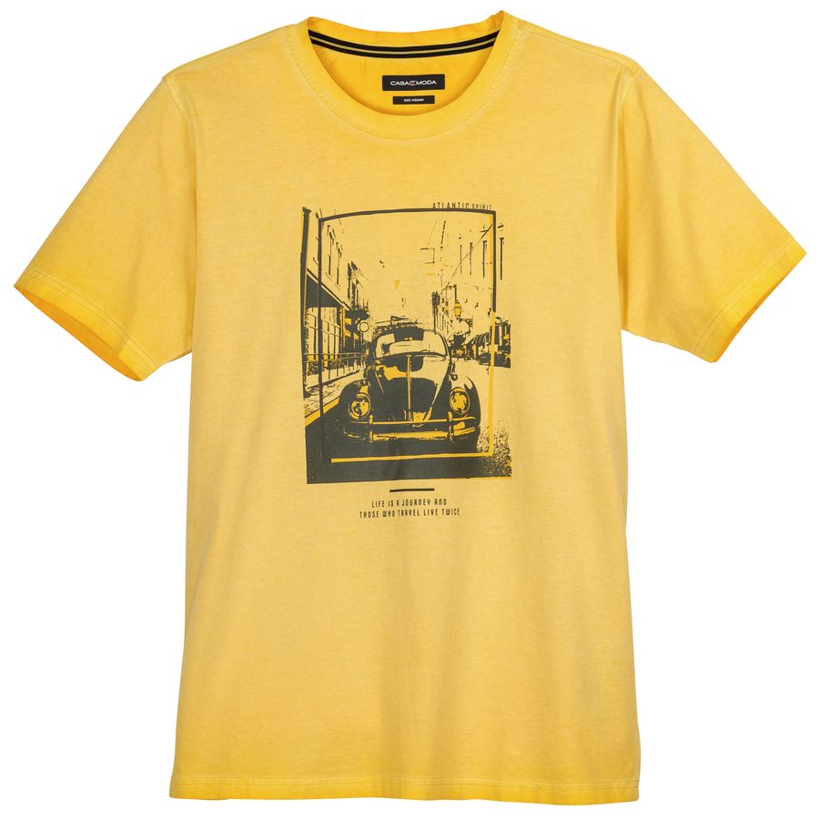 CasaModa Übergrößen T-Shirt gelb Vintage-Print used