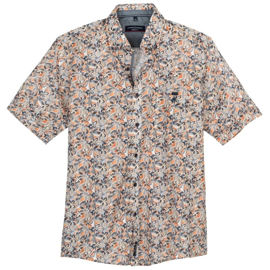CasaModa Kurzarmhemd floral beige-orange Übergröße