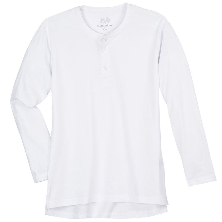 Ceceba Langarmshirt Übergröße weiß Knopfleiste