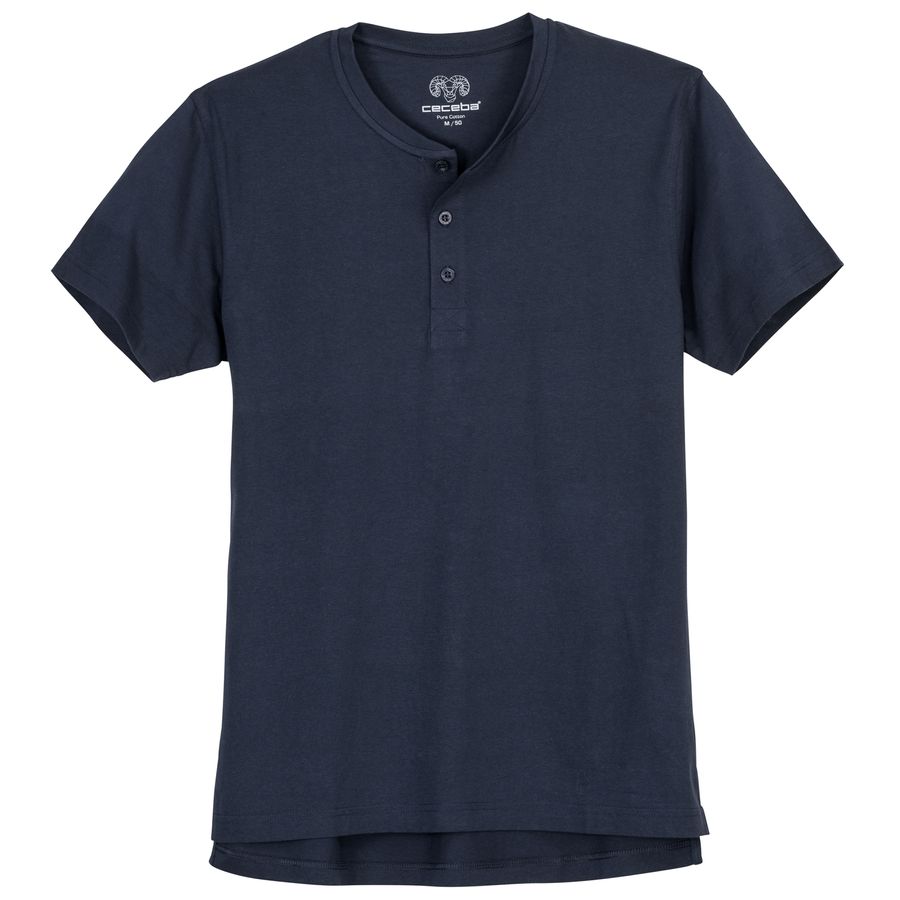 Ceceba T-Shirt Übergröße navy Knopfleiste