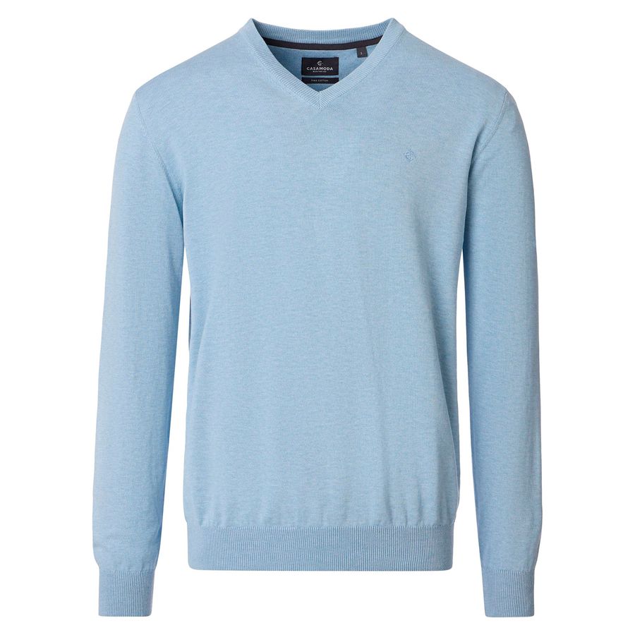 CasaModa XXL Pullover V-Neck hellblau melange