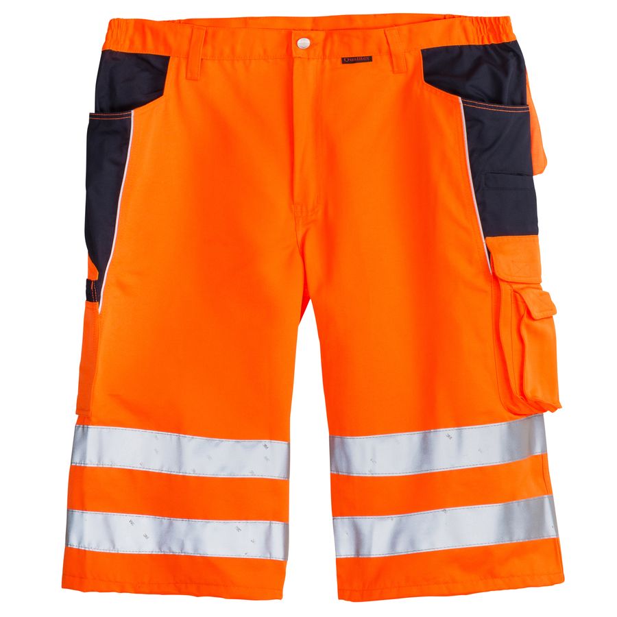 Qualitex XXL Warnschutz-Shorts warnorange/marine