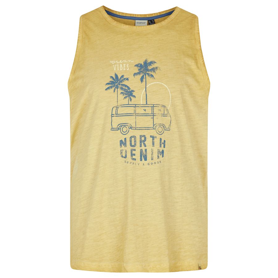 North56 XXL Used Tanktop gelb Frontprint Palmen