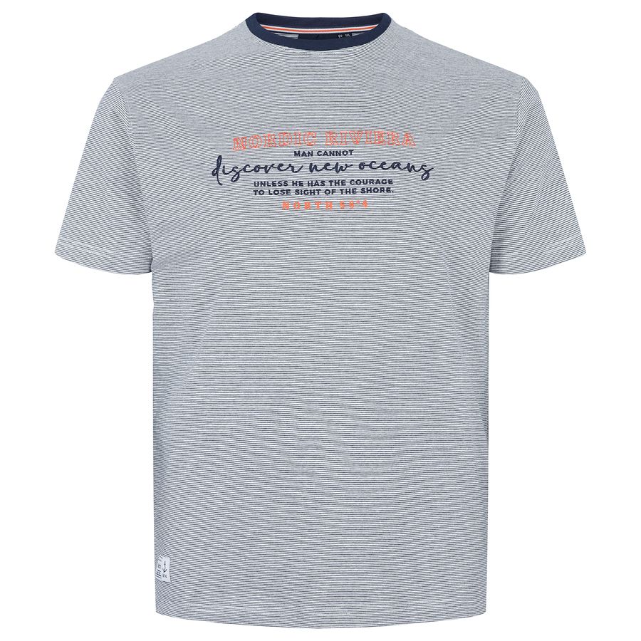 North 56 XXL T-Shirt navy-weiß gestreift Stickerei