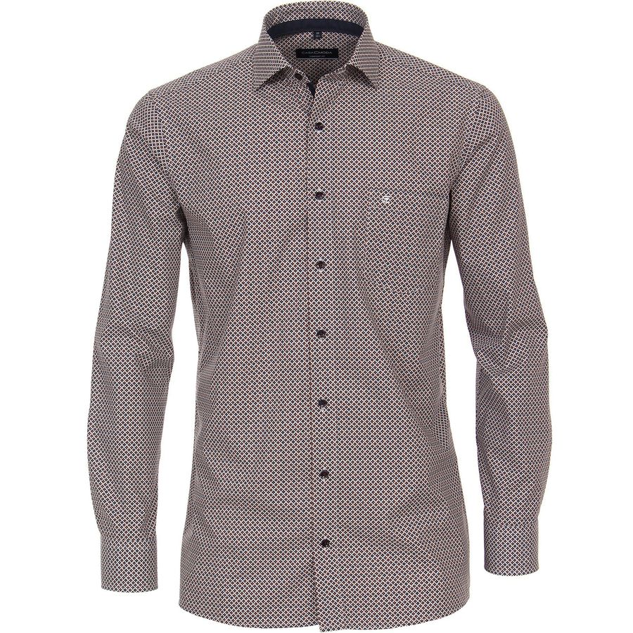 CasaModa Langarmhemd XXL navy-braun Allovermuster