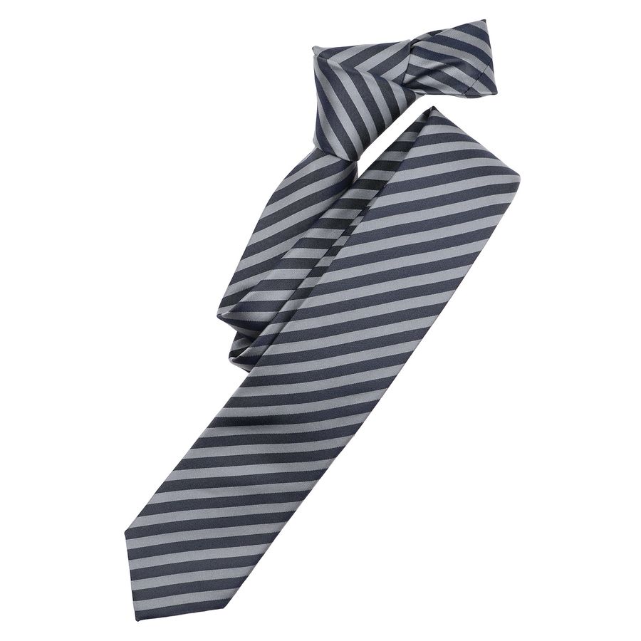 Venti Krawatte Seide Streifen silber-navy