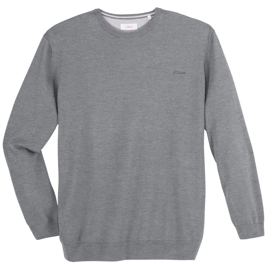s.Oliver XXL Rundhals-Feinstrickpulli grau melange