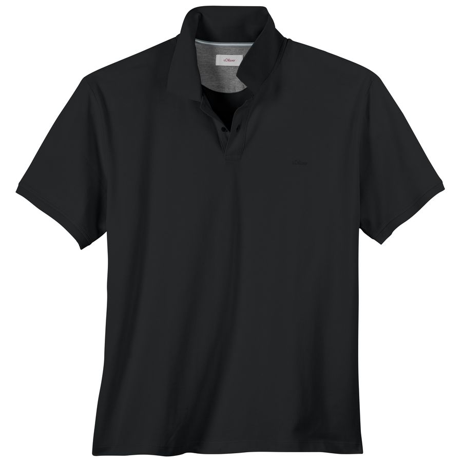 s.Oliver Übergrößen Basic Stretch-Poloshirt schwarz