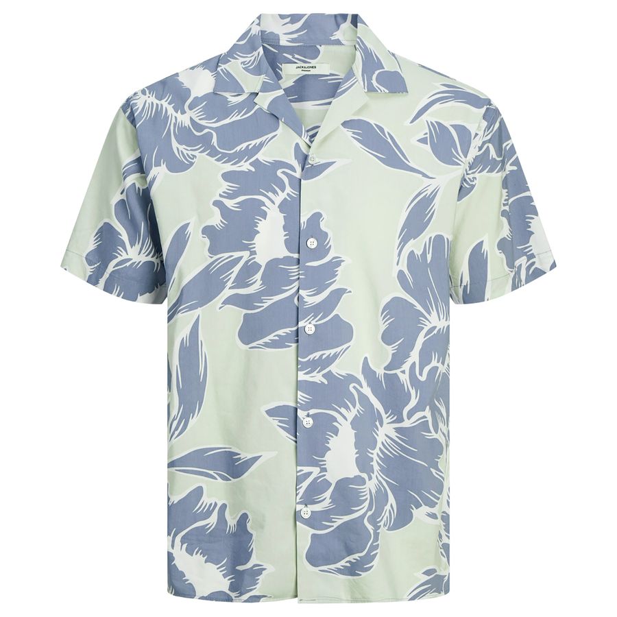 Jack&Jones XXL Kurzarmhemd floral grün-blau Print