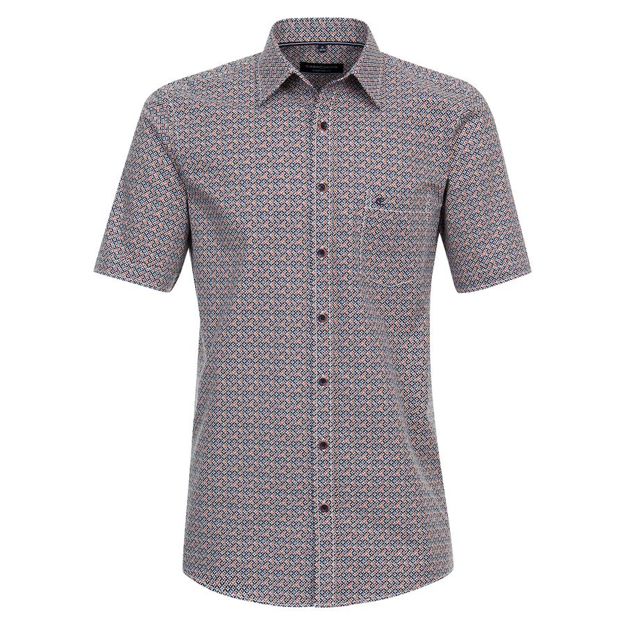 CasaModa Kurzarmhemd XXL Allovermuster navy-terra