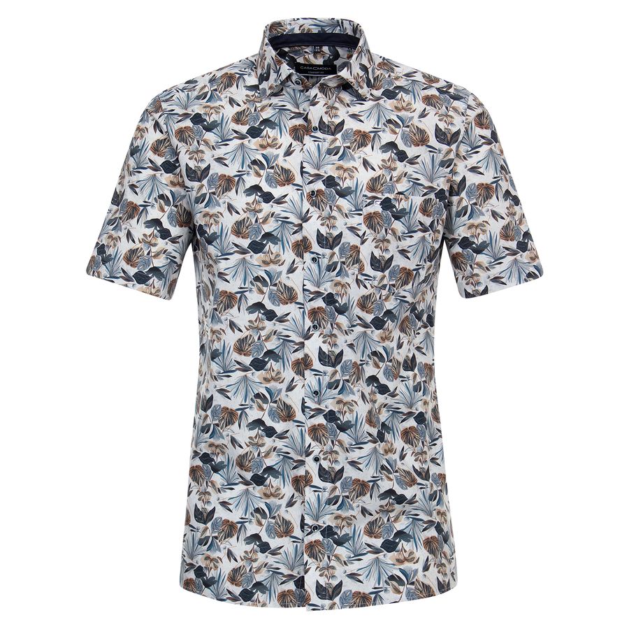 XXL CasaModa Kurzarmhemd Floral blaugrau-braun