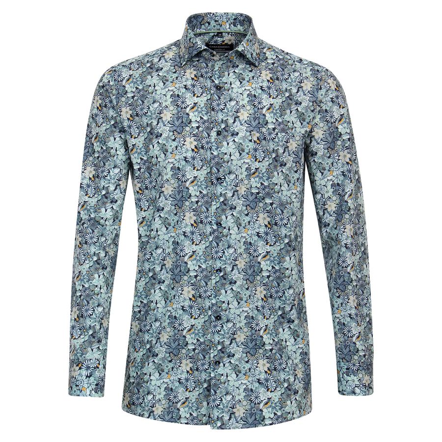 CasaModa Businesshemd Floraldessin blau-mint XXL