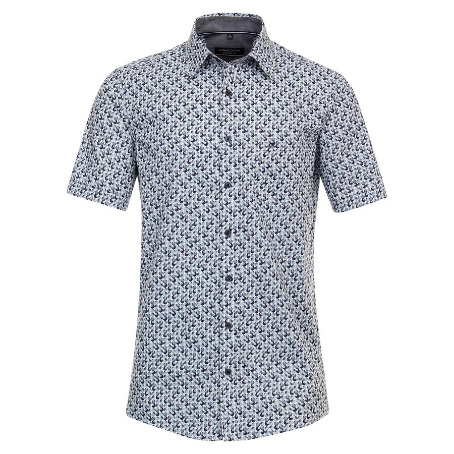 CasaModa Kurzarmhemd XXL Allovermuster blau-oliv