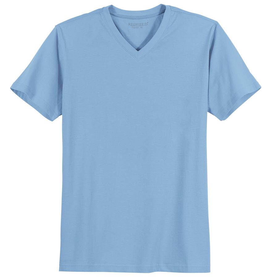 Redfield V-Neck T-Shirt Übergröße hellblau Quentin