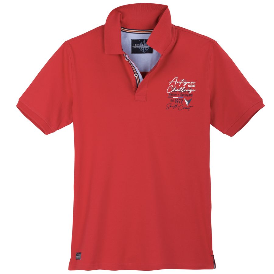 Redfield XXL Poloshirt maritim Brustprint rot