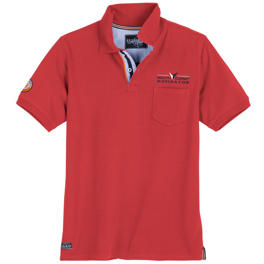 Redfield XXL Poloshirt rot Brusttasche maritim