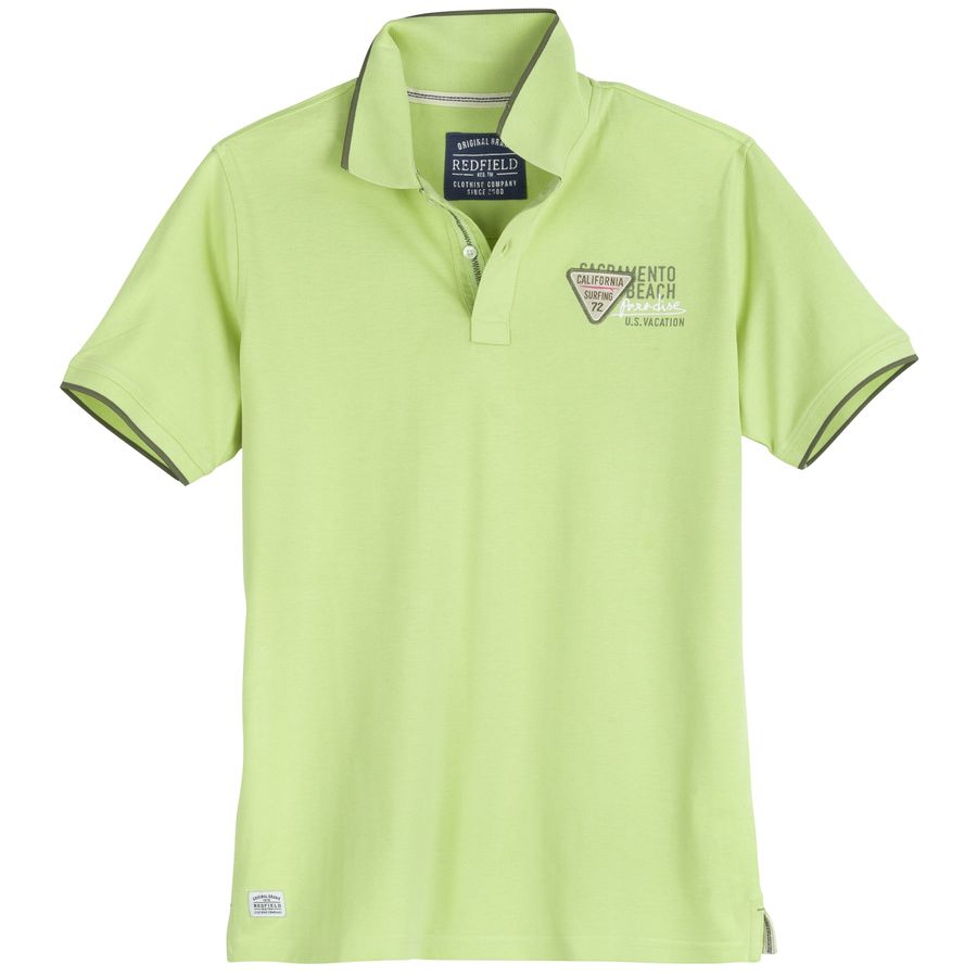Redfield Übergrößen Poloshirt Brustprint lime