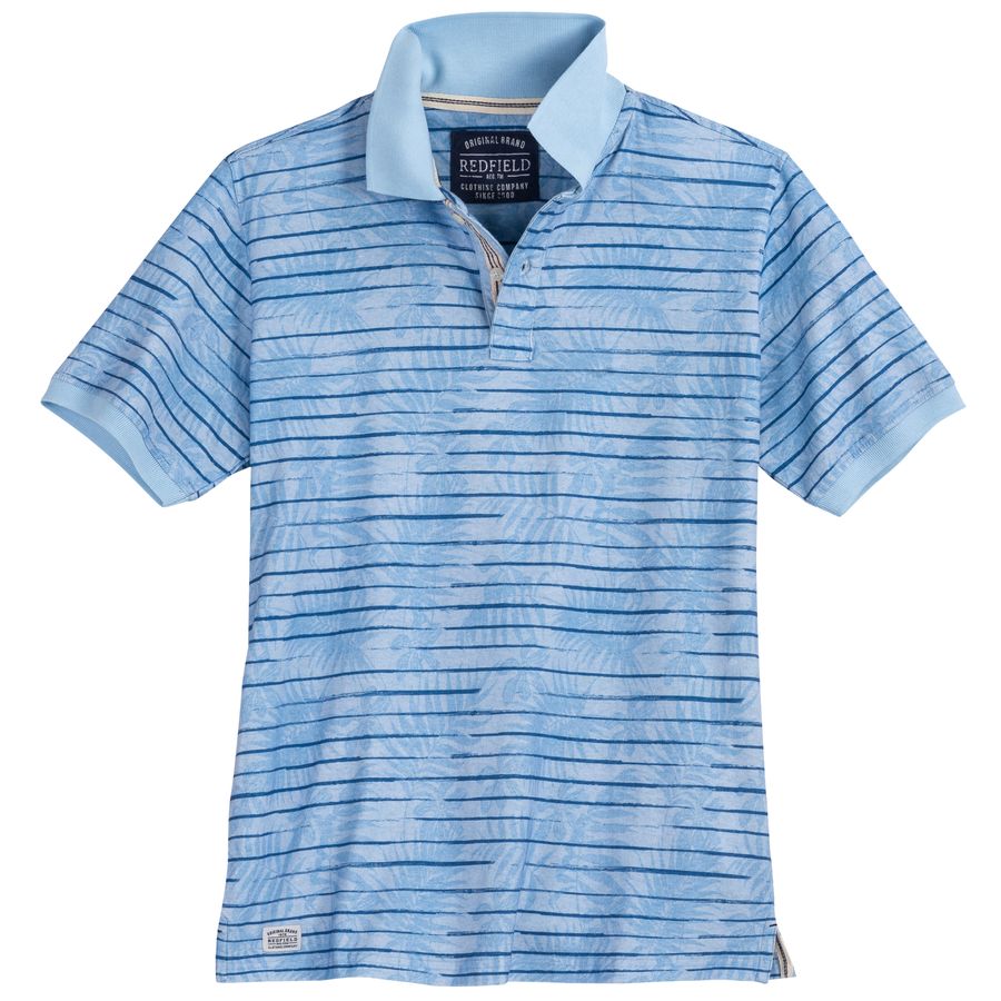 Redfield XXL Poloshirt Streifen/floral hellblau