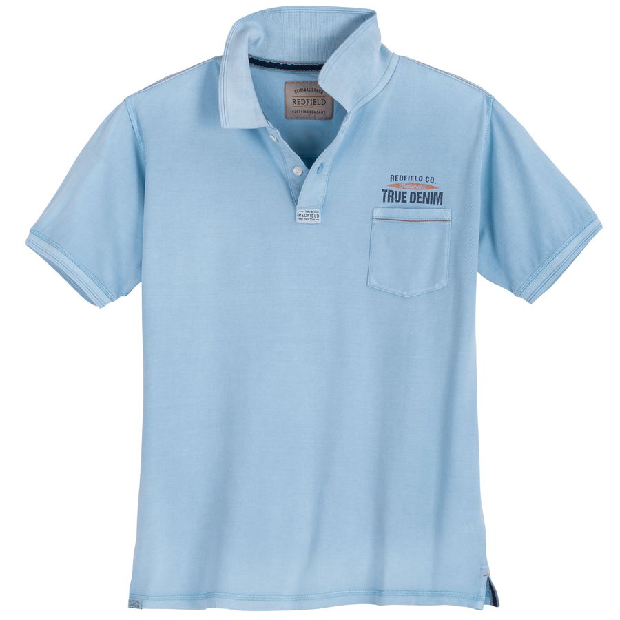 Redfield Poloshirt XXL Vintage Brusttasche hellblau