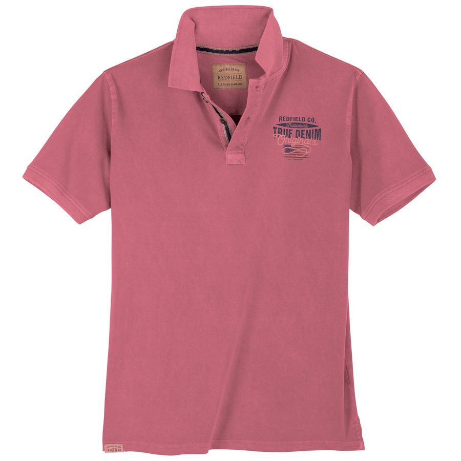 Redfield Polo XXL Vintage Chestprint dunkelrosa