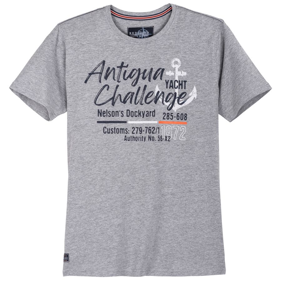 Redfield XXL T-Shirt grau melange Frontprint Anker